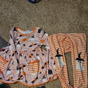 Little Miss Marmalade Orange and White Dress Set